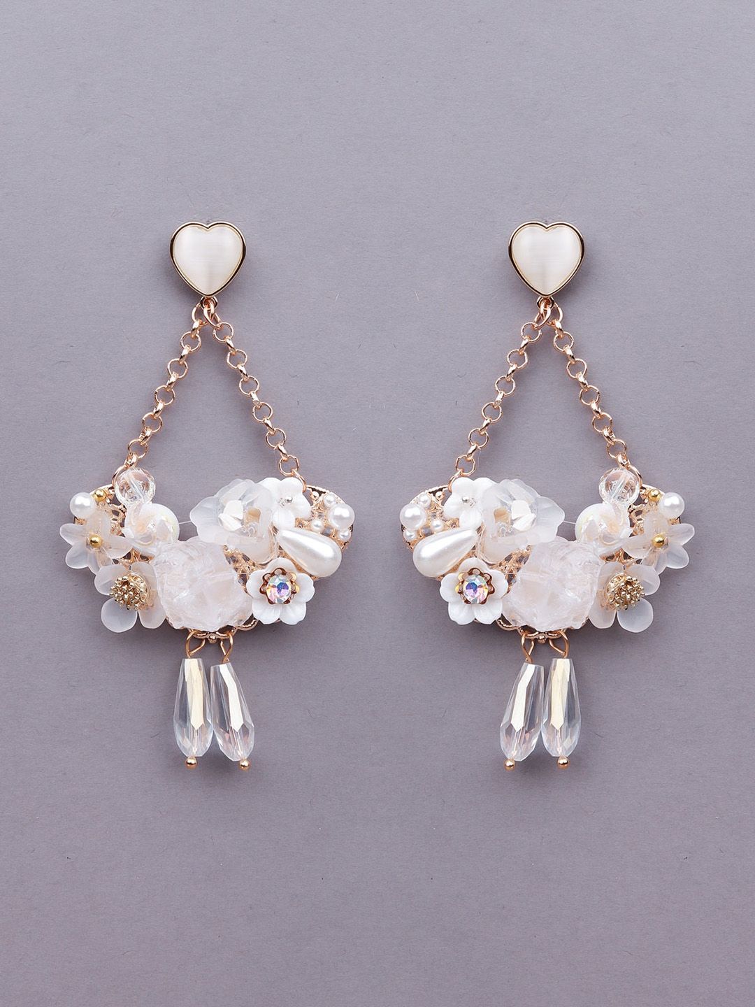 ODETTE White Oval Drop Earrings Price in India