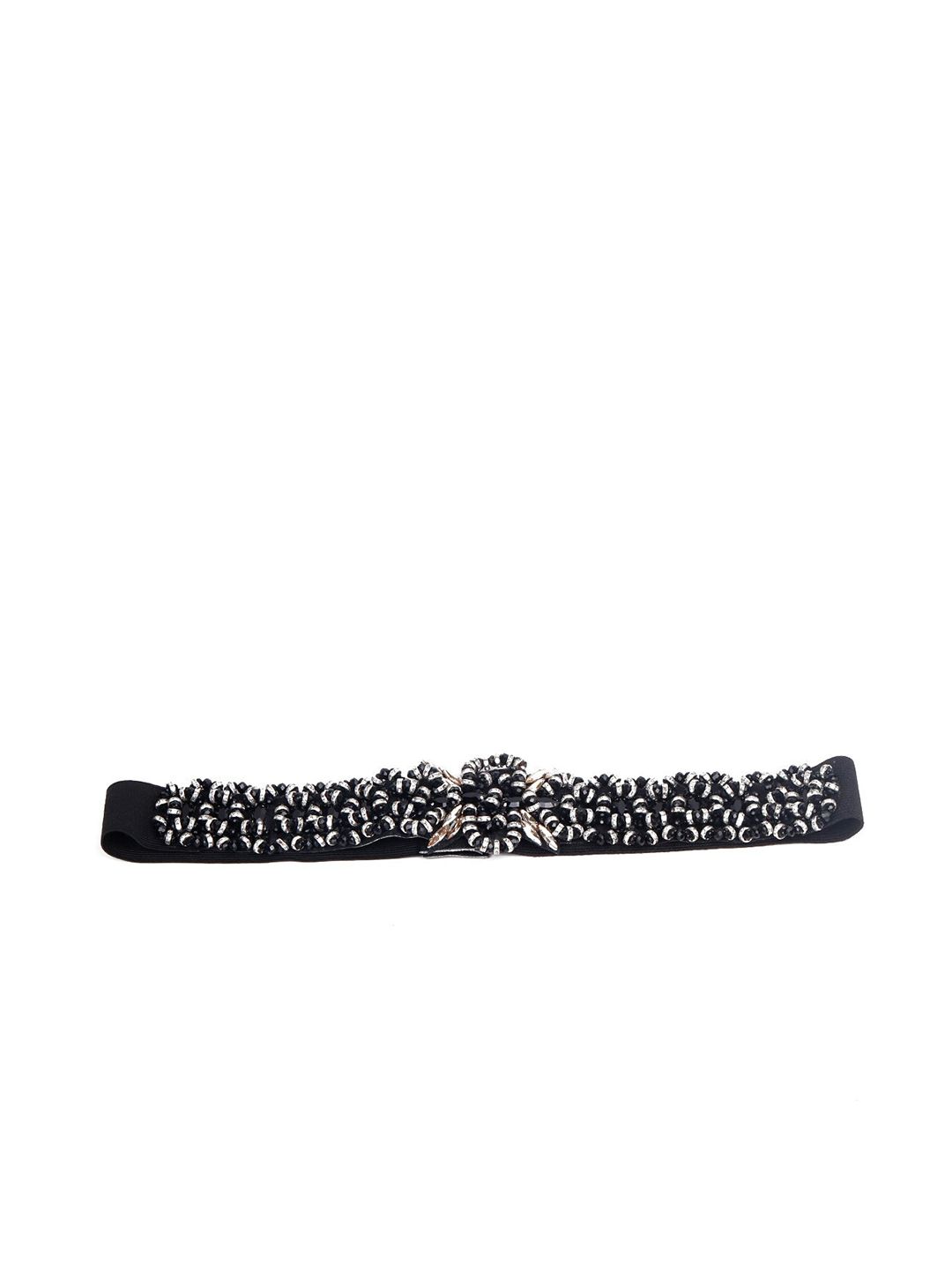 ODETTE Women Black Embellished PU Belt Price in India