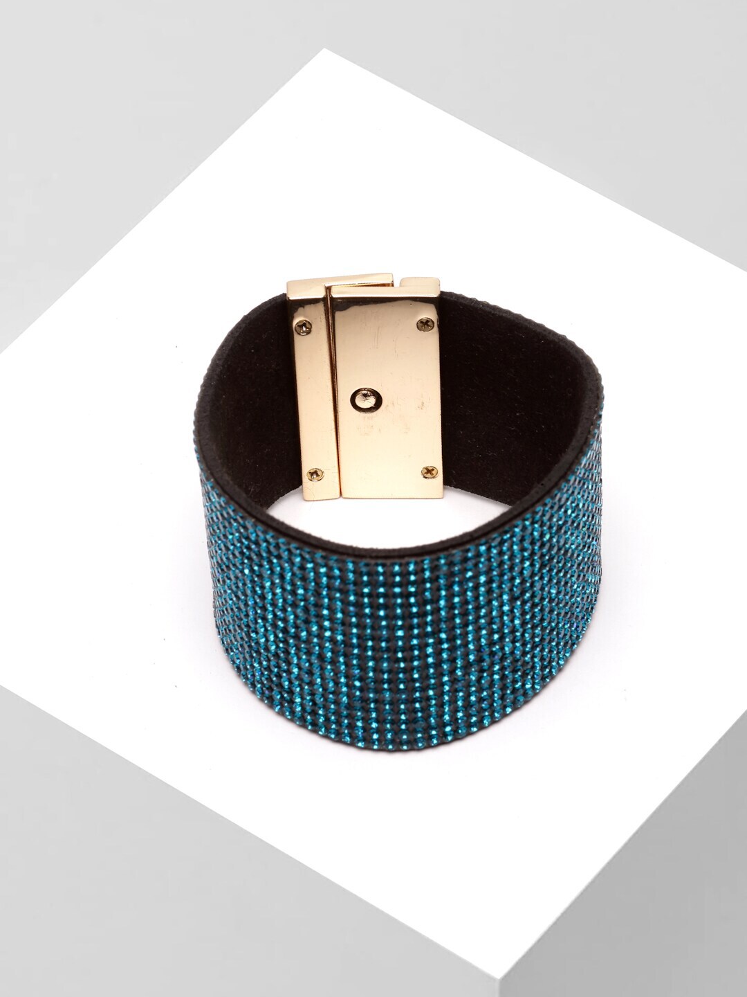 AVANT-GARDE PARIS Women Blue & Gold-Plated Crystals Bangle-Style Bracelet Price in India
