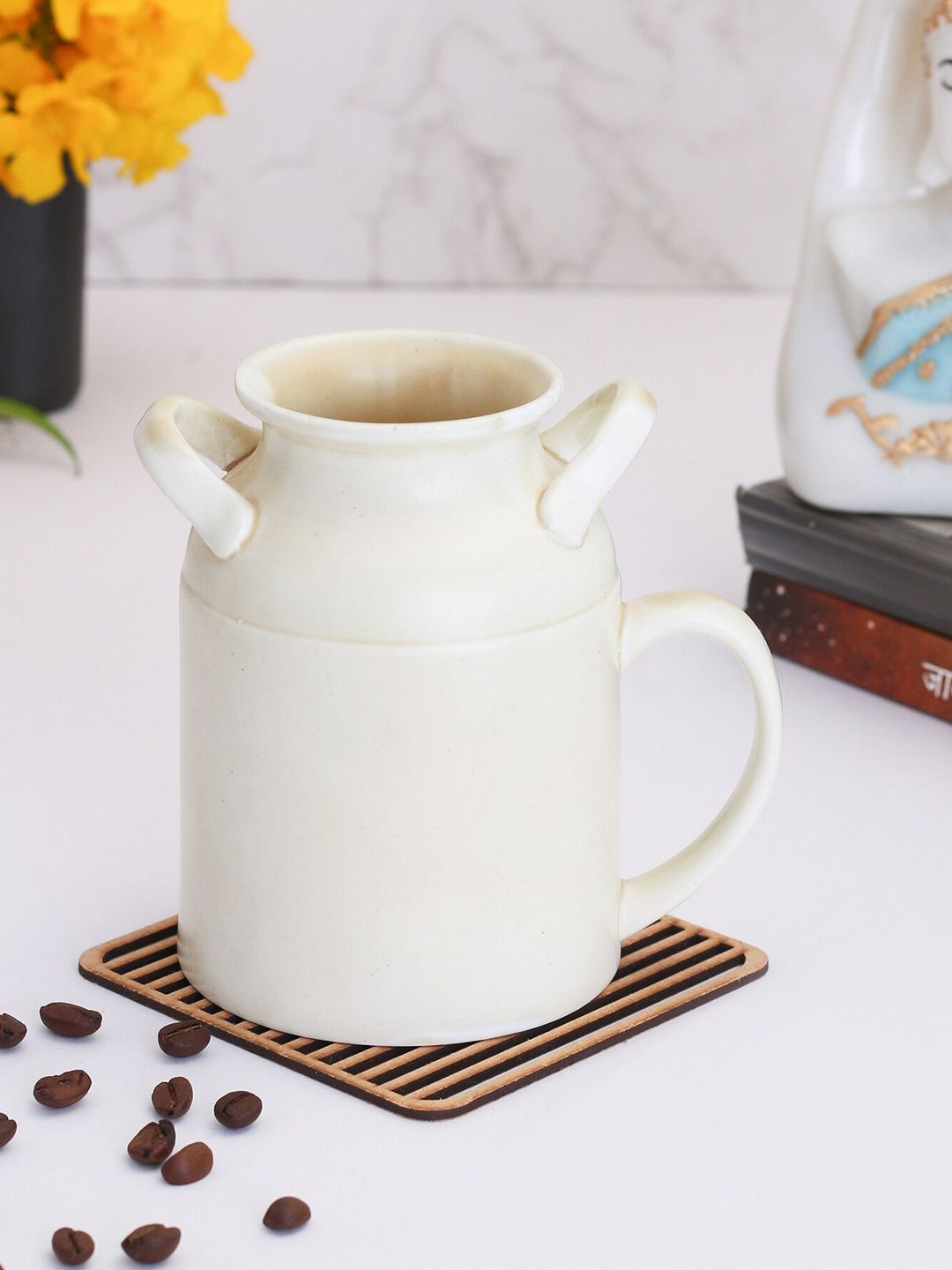 CLAY CRAFT White Solid Ceramic Glossy Mug Price in India