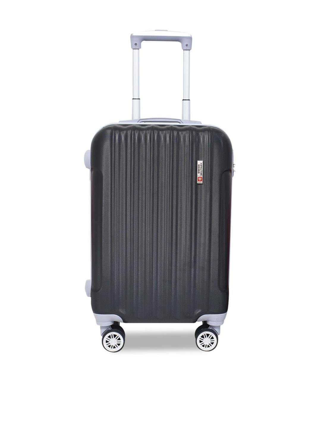 SWISS MILITARY Black Textured Hard-Sided Large Trolley Suitcase Price in India