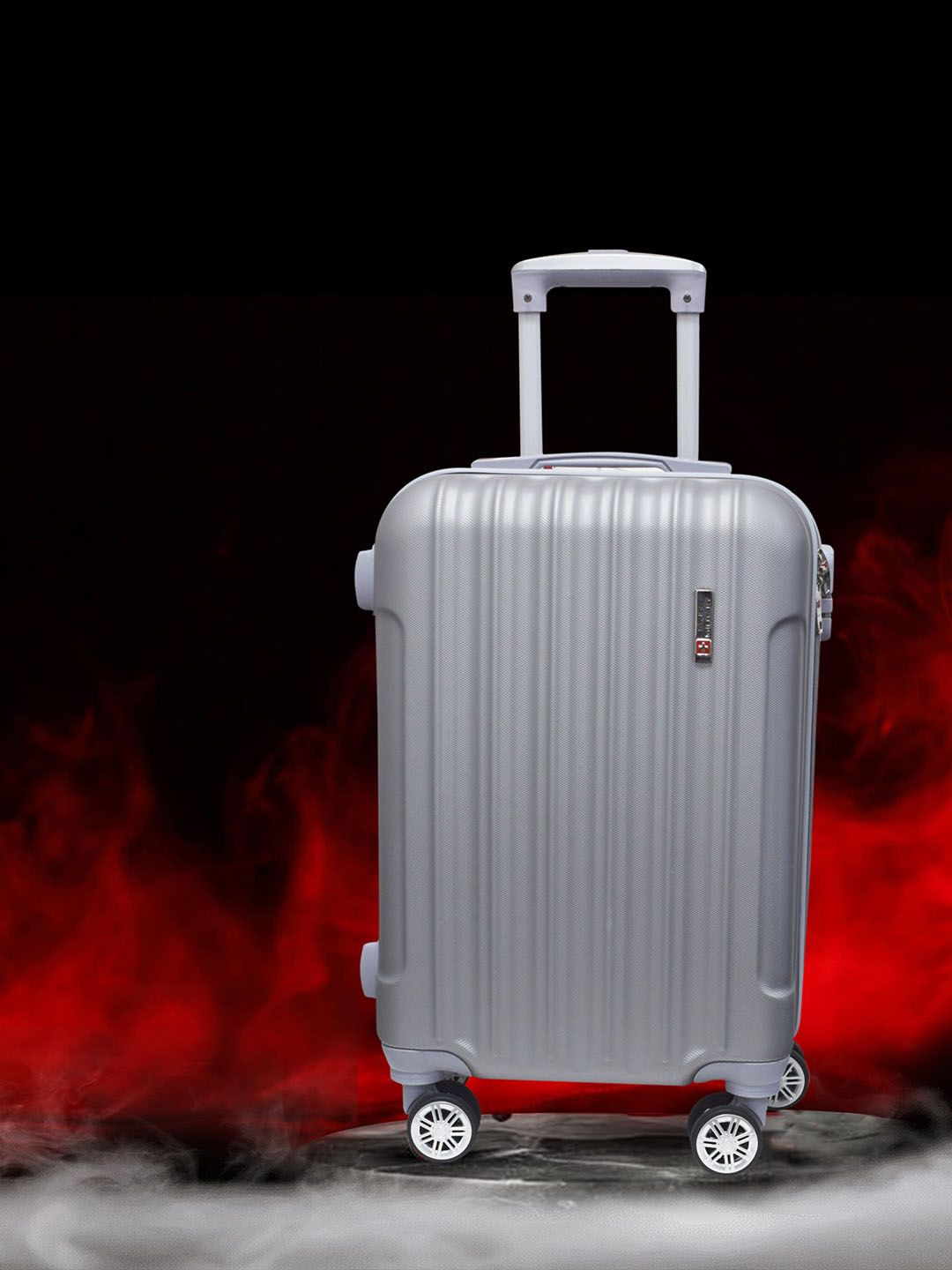SWISS MILITARY Grey Textured Hard-Sided Large Trolley Suitcase Price in India