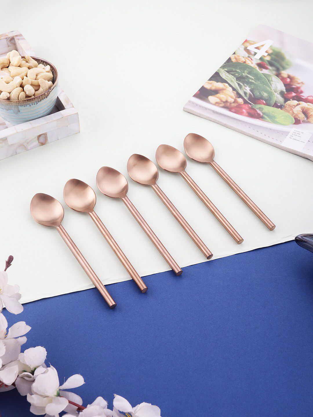 VarEesha Set of 6 Rose Gold-Toned Stainless Steel Tea Spoons Price in India