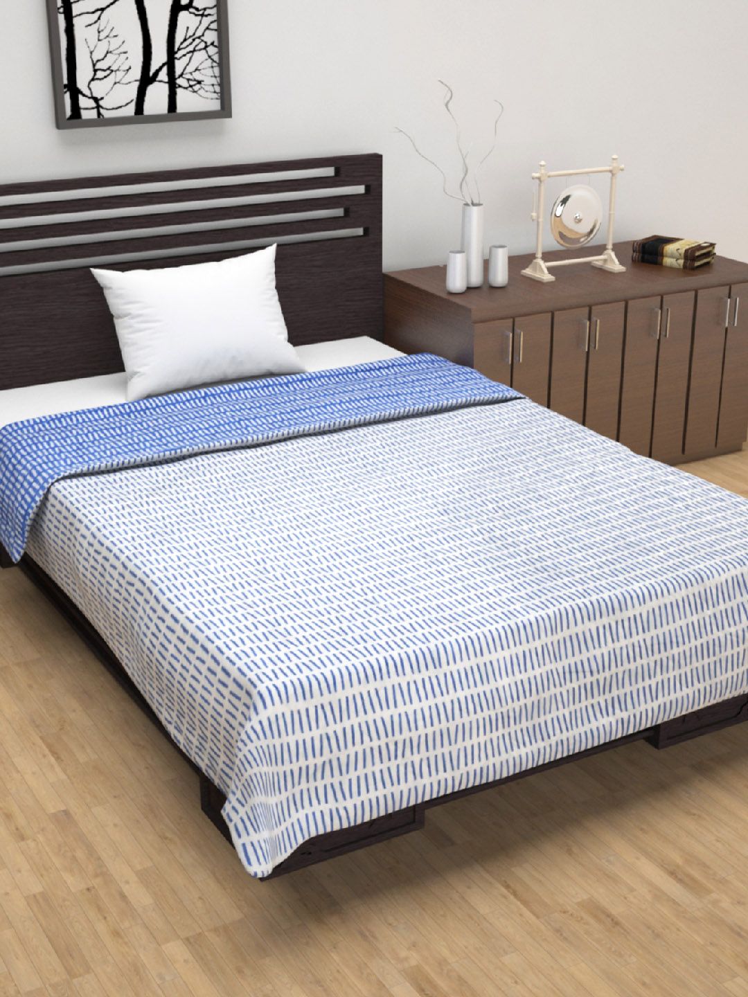 Divine Casa Blue & White Striped Mild Winter 120 GSM Single Bed Dohar Price in India