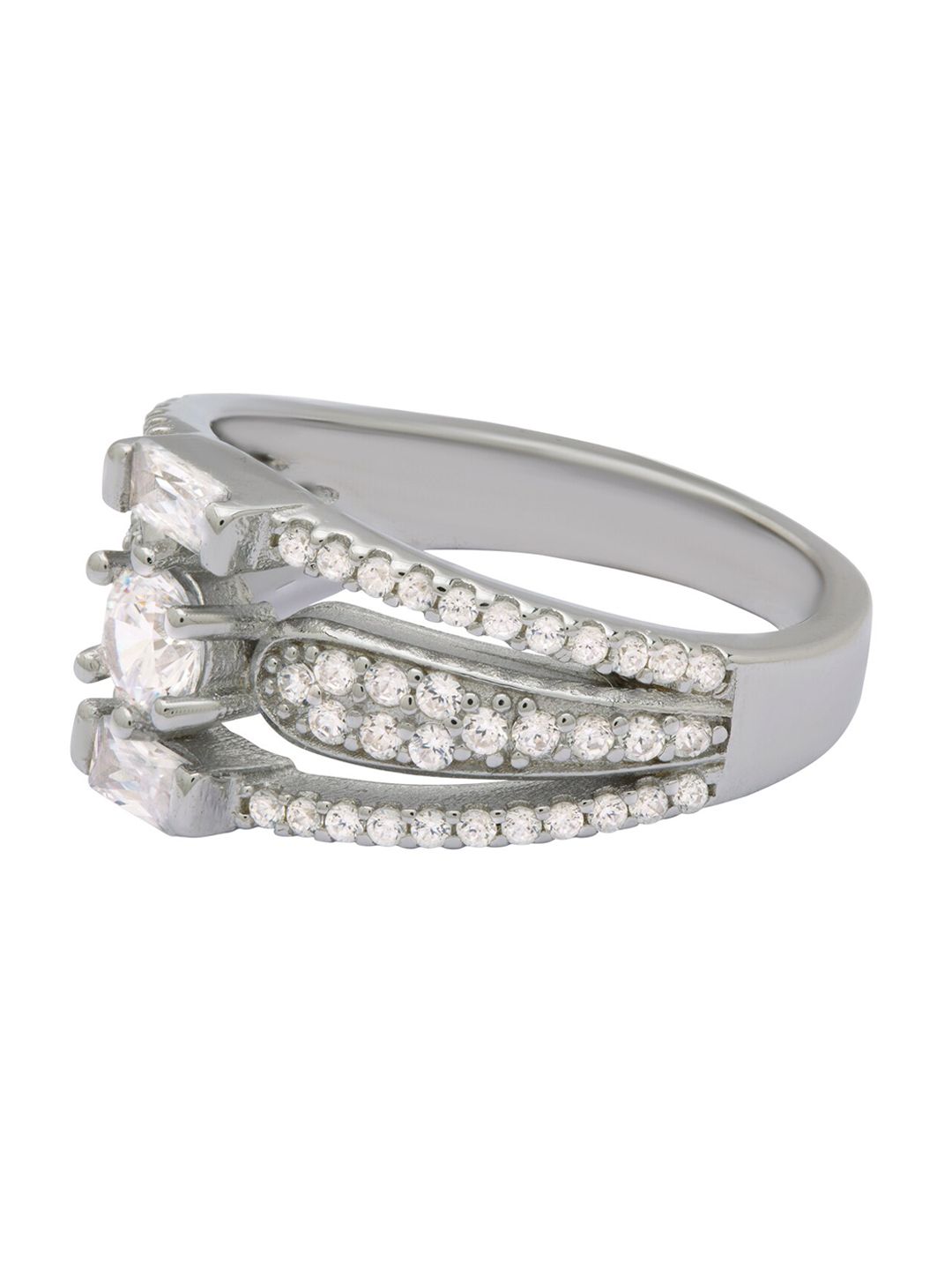 ANAYRA Women CZ Studded 925 Sterling Silver Finger Ring Price in India