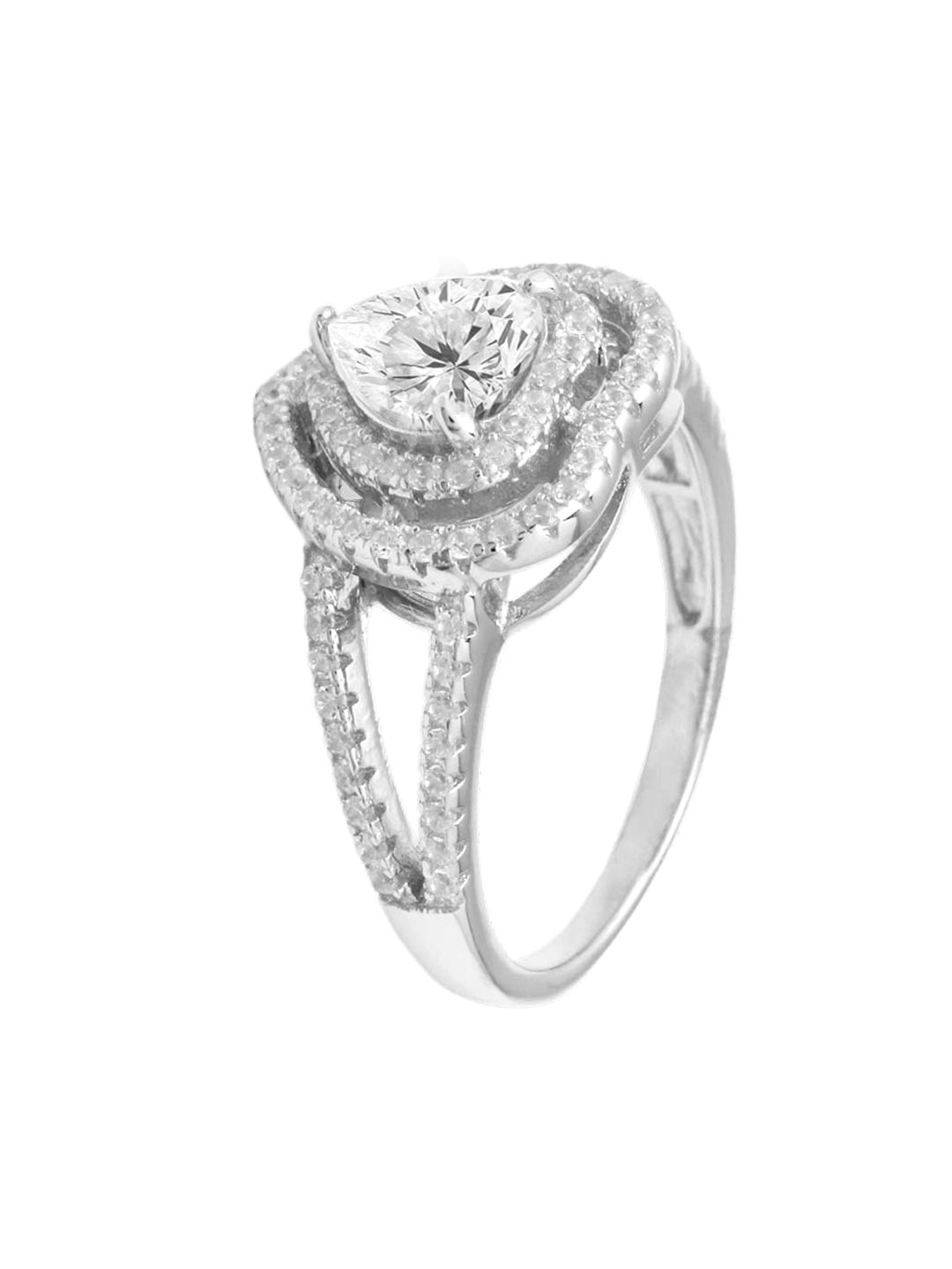 ANAYRA Women White & Silver-Toned 925 Sterling Silver Ring Price in India