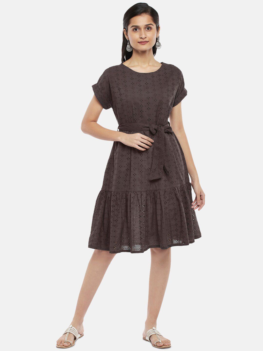 AKKRITI BY PANTALOONS Grey A-Line Dress Price in India