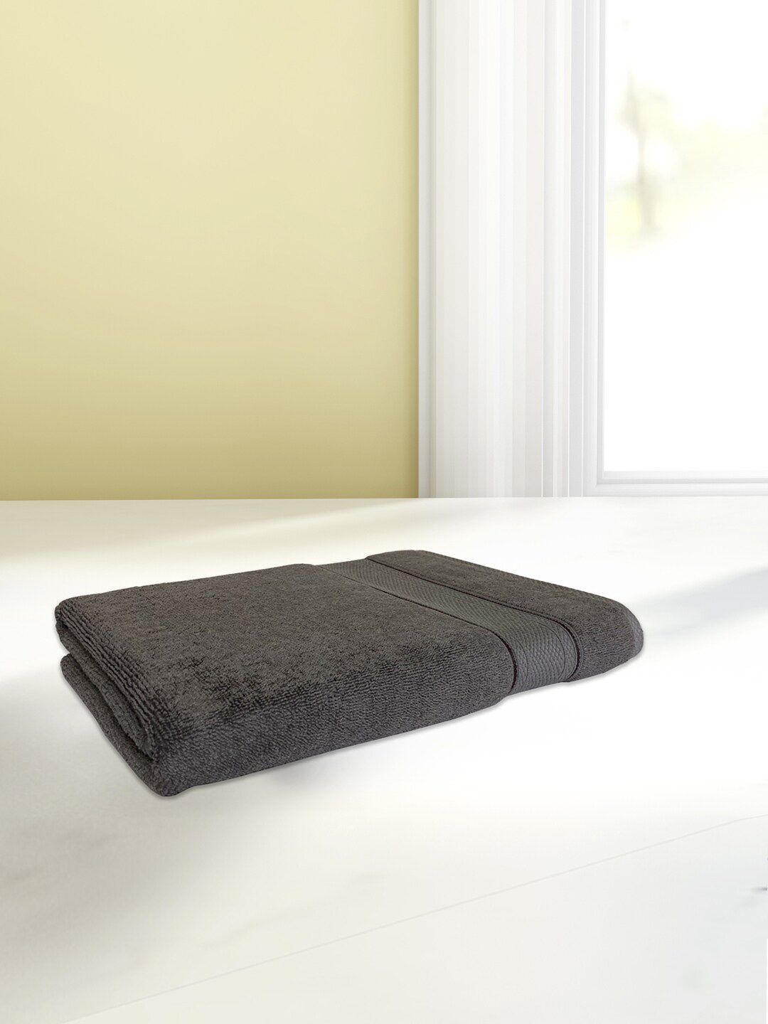 SPACES Grey Solid Pure Cotton 550 GSM Hand Towel Price in India