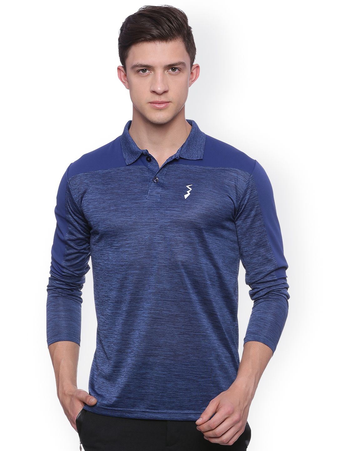 CAHOOT Men Blue Self-Design Odour-Free Sports Polo T-shirt