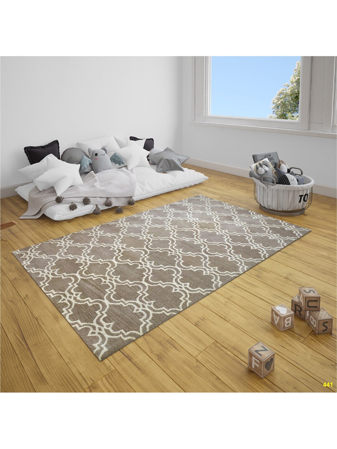 SANDED EDGE Brown & Off-White Hand Tufted Woolen Floor Carpet Price in India