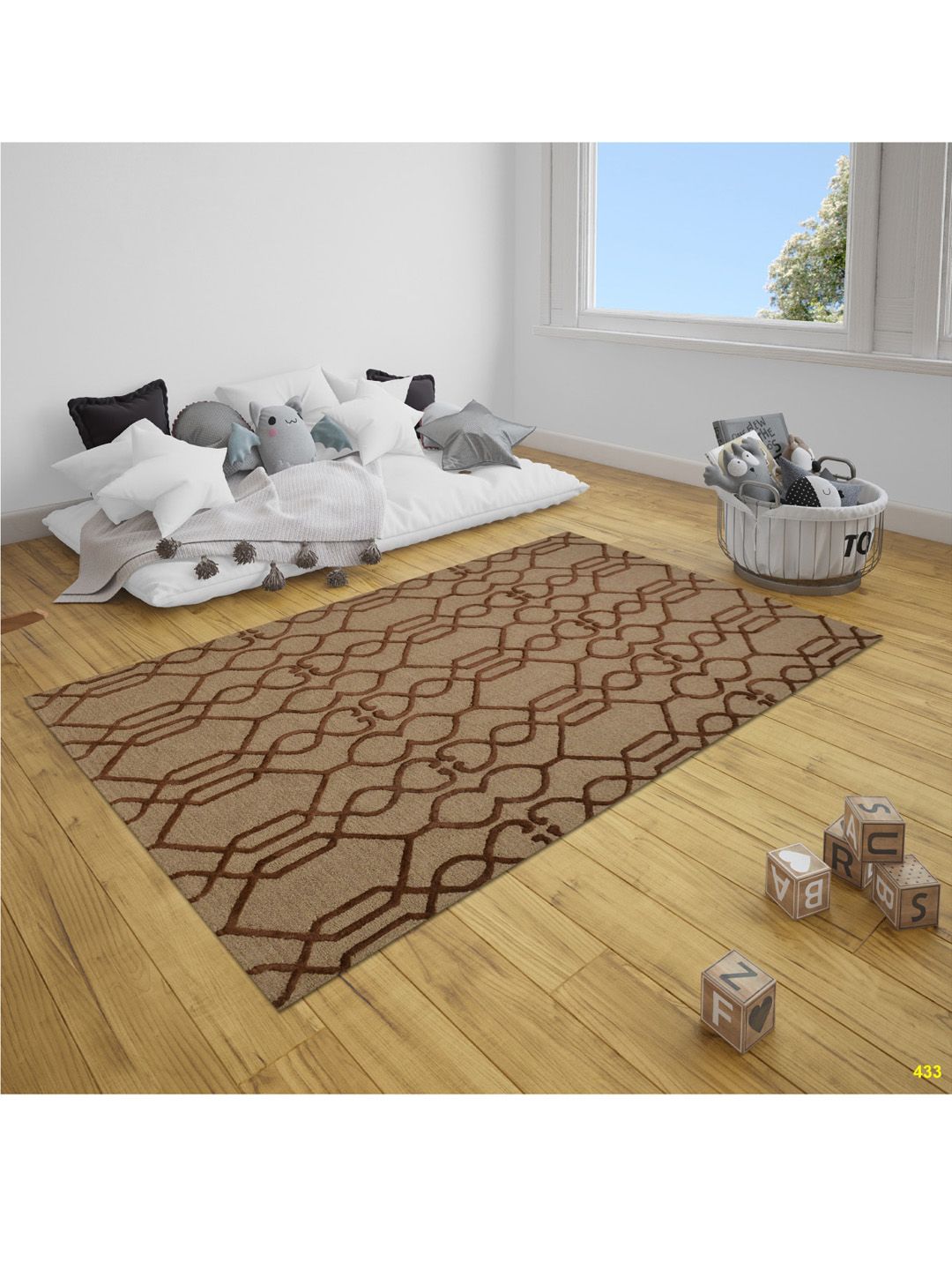 SANDED EDGE Brown Hand Tufted Woolen Floor Carpet Price in India