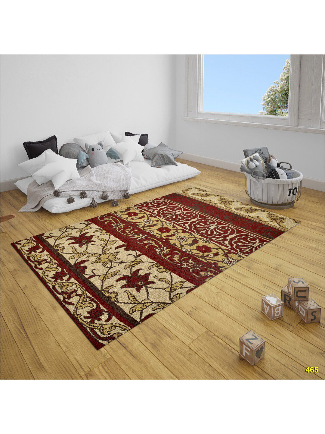 SANDED EDGE Red & Beige Printed Hand Tufted Wool Floor Carpet Price in India