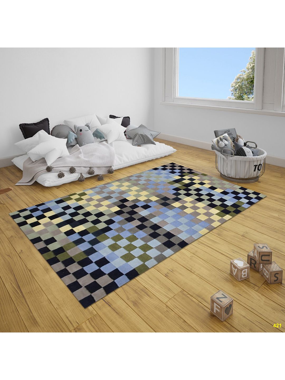 SANDED EDGE Unisex Assorted Geometric Wool Floor Carpets Price in India