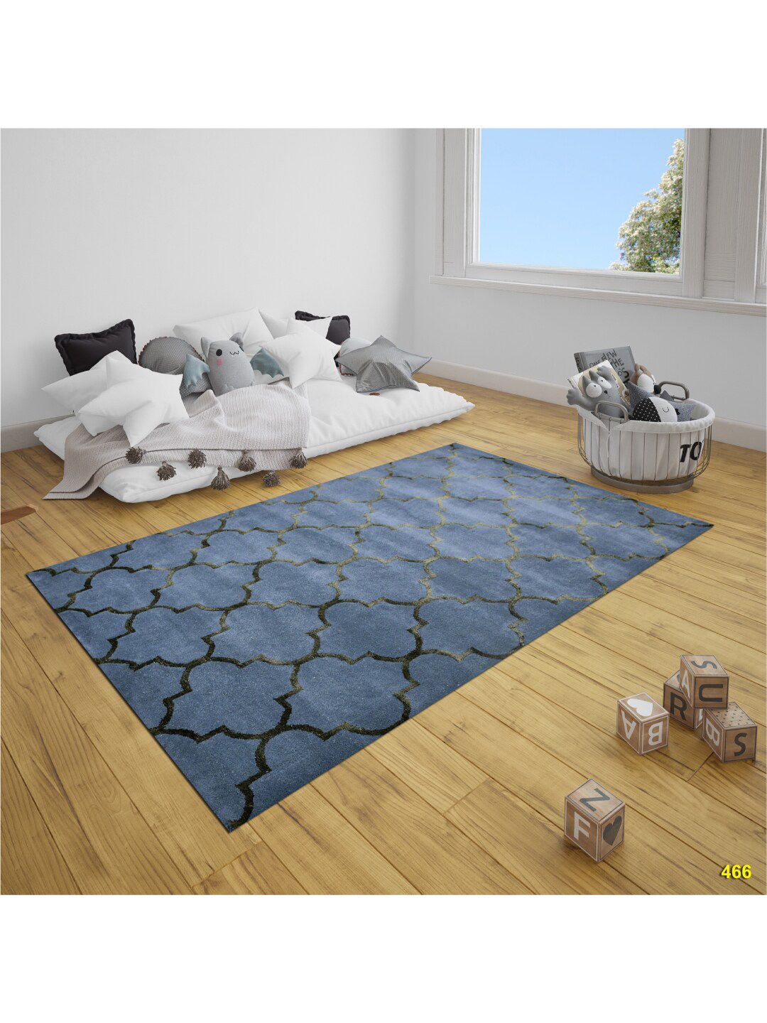SANDED EDGE Blue Traditional Printed Rectangular Wool Carpets Price in India