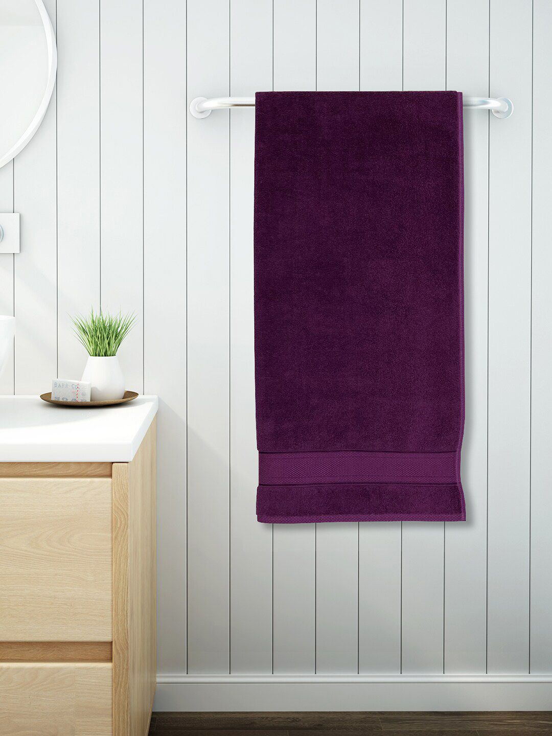 SPACES Violet Solid 550 GSM Cotton Bath Towels Price in India