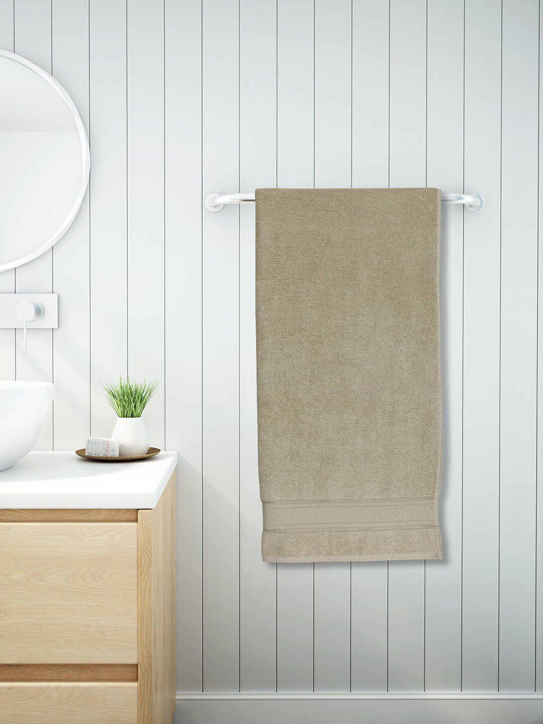 SPACES Beige Solid Cotton 550 GSM Bath Towel Price in India