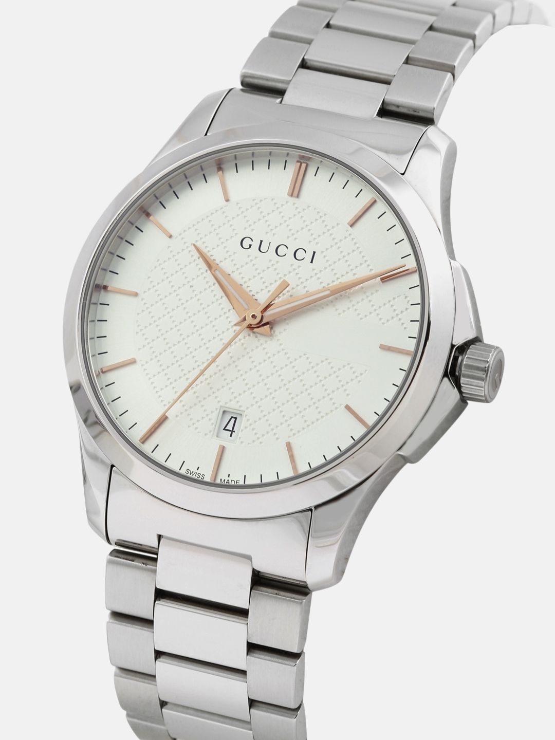 Buy Gucci Timeless Men Silver-Toned & White Analogue Watch