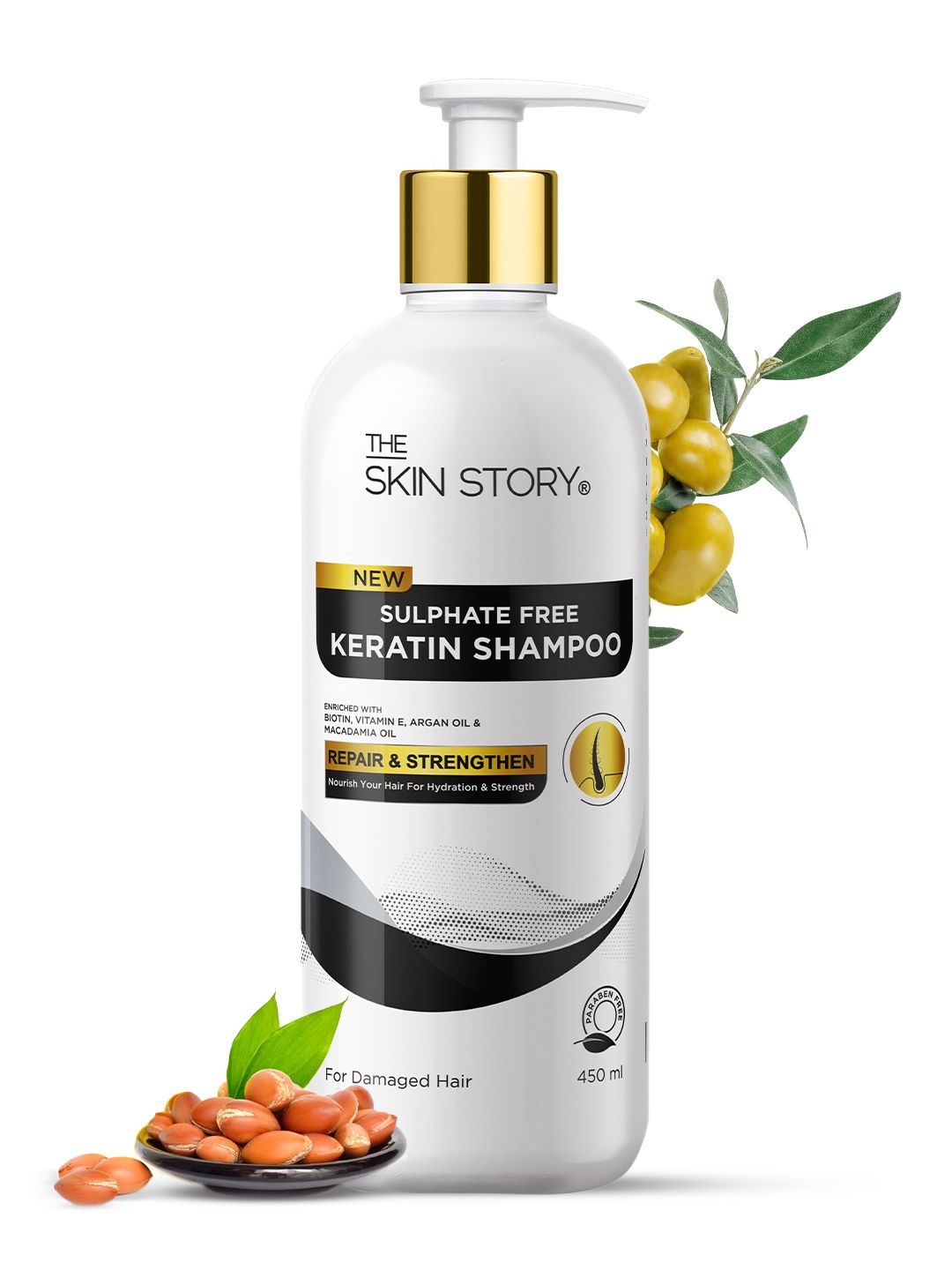 THE SKIN STORY Sulfate Free Keratin Shampoo for Soft & Frizz Free Hair - 450ml