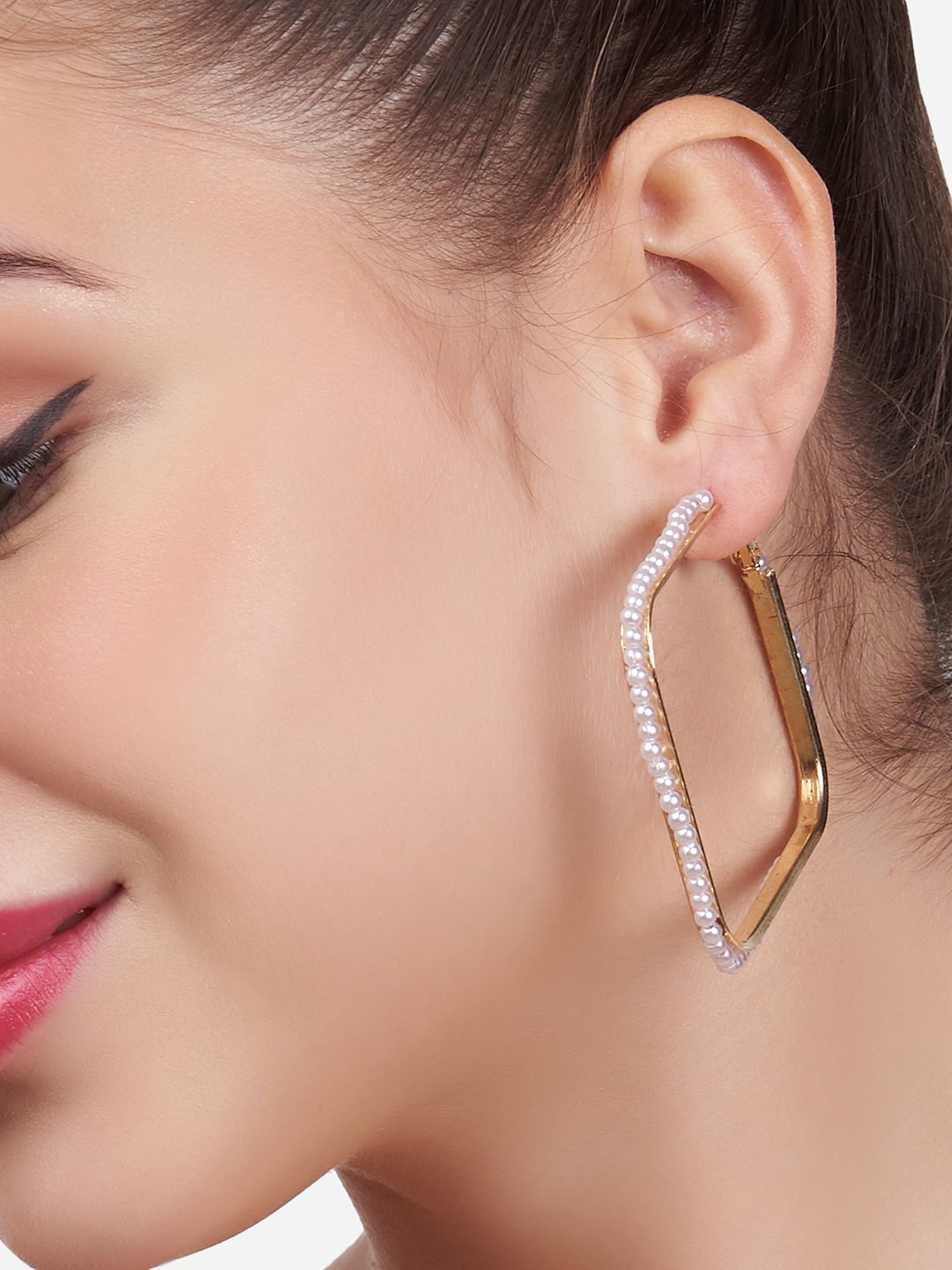 AMI Gold-Toned Contemporary Hoop Earrings Price in India