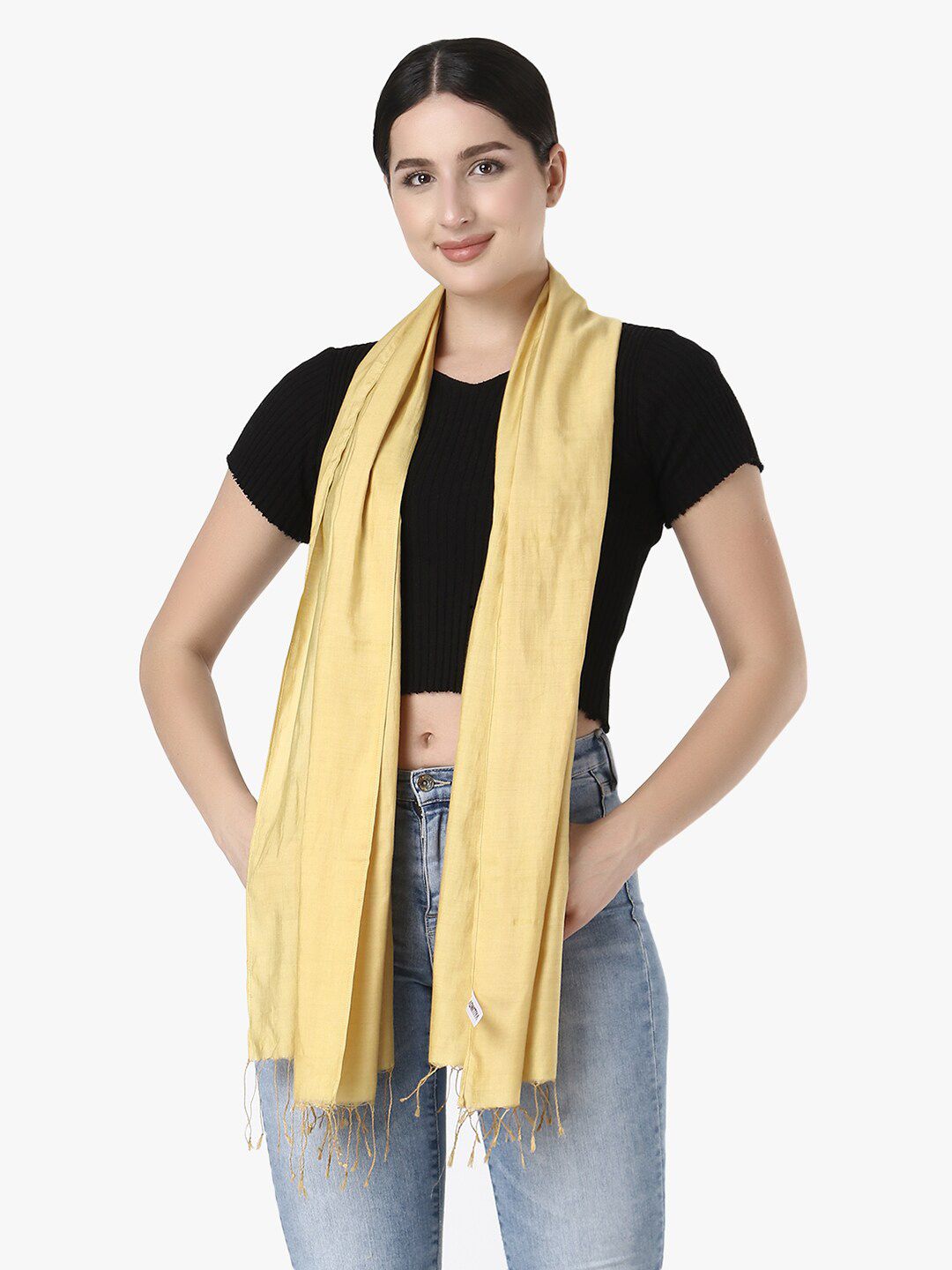 Adwitiya Collection Women Yellow Stole Price in India