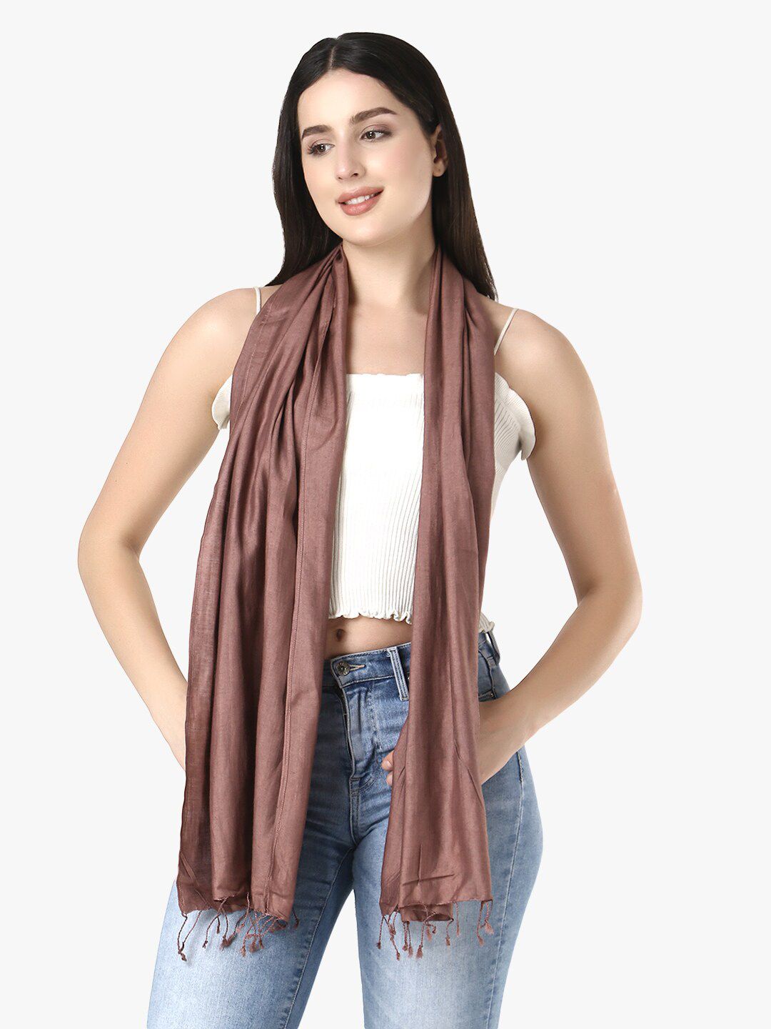 Adwitiya Collection Women Coffee Brown Stole Price in India