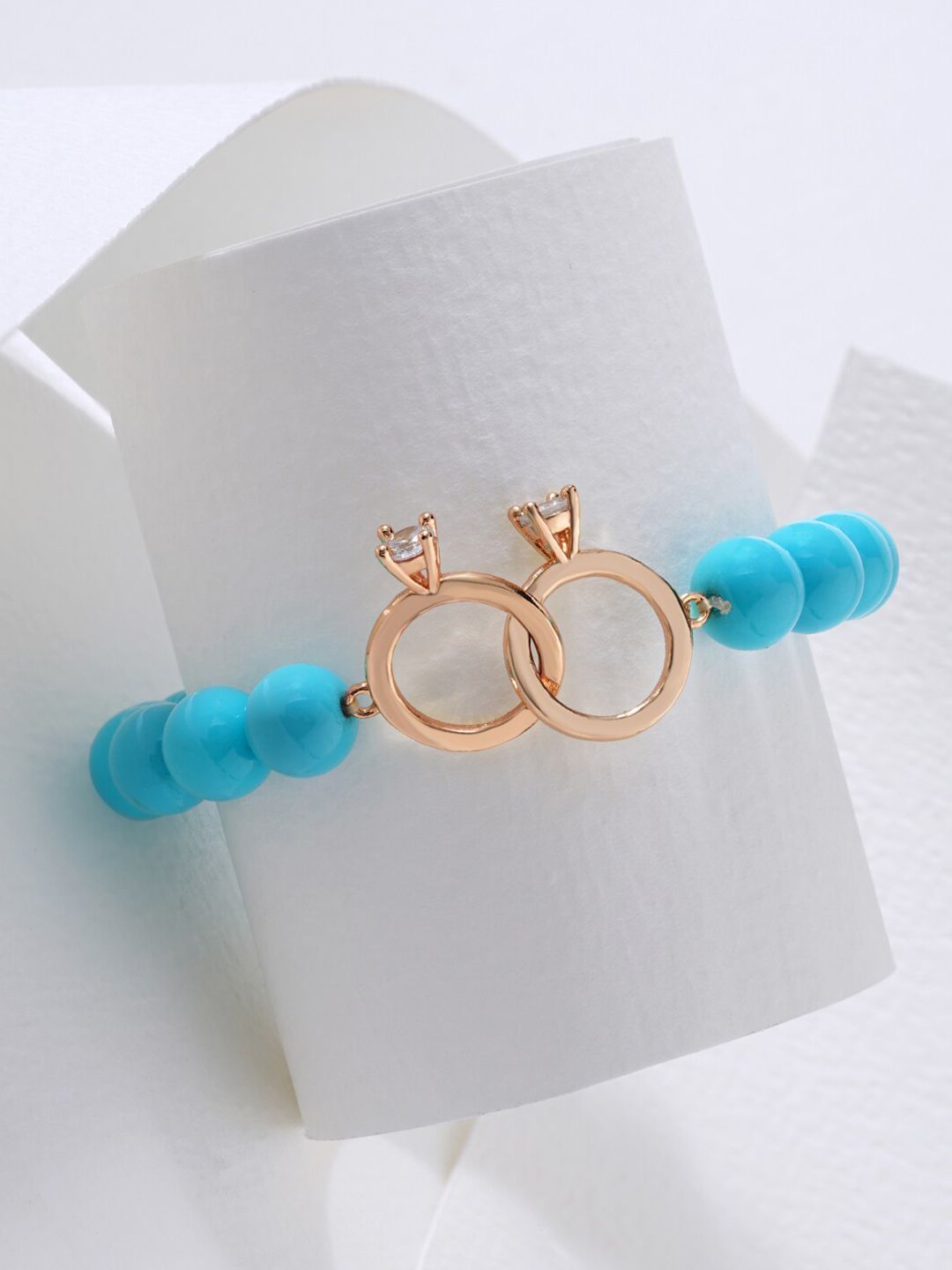 MINUTIAE Women Rose Gold Plated & Turquoise Blue Brass Turquoise Bracelet Price in India
