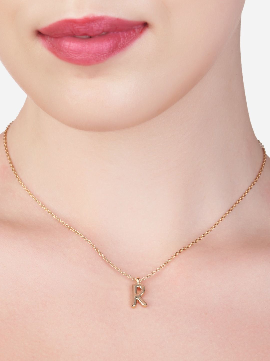 AMI Gold-Plated R Alphabet Pendant Necklace Price in India