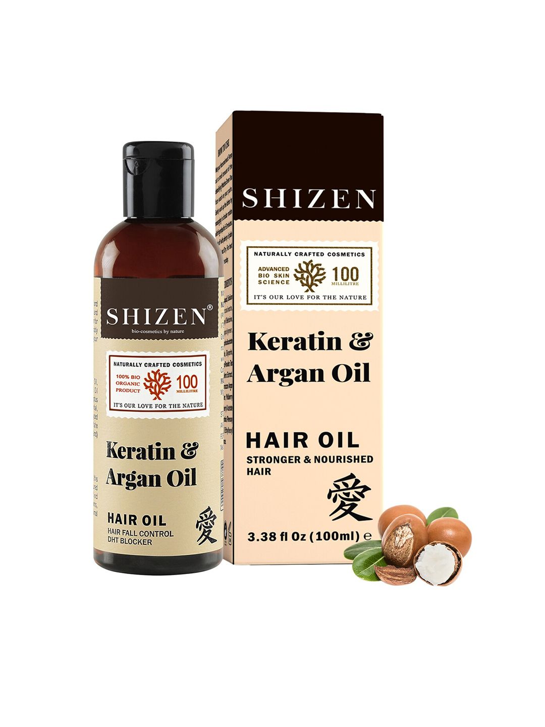 Shizen Keratin & Argan Hair Oil for Hair Fall Control with DHT Blockers - 100ml Price in India