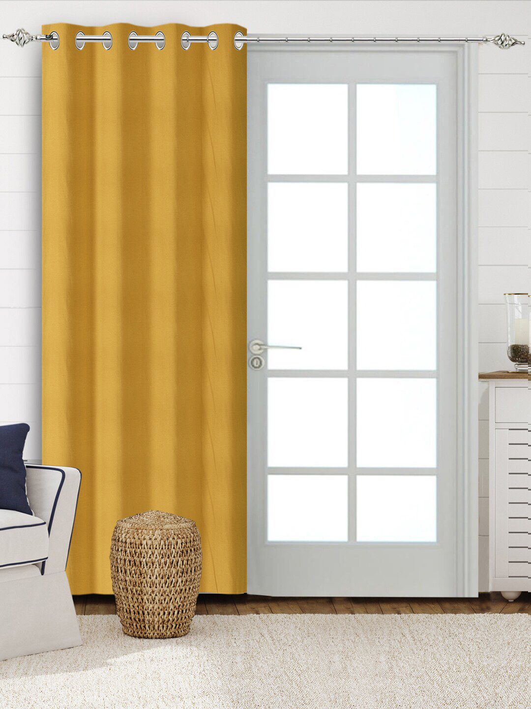 Saral Home Yellow Black Out Door Curtain Price in India