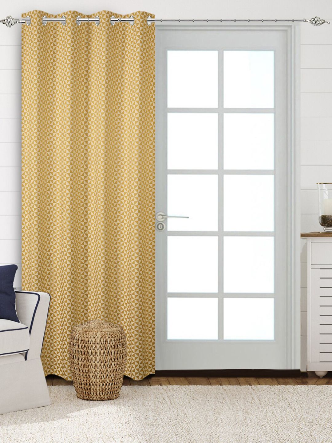 Saral Home Yellow Geometric Black Out Door Curtain Price in India