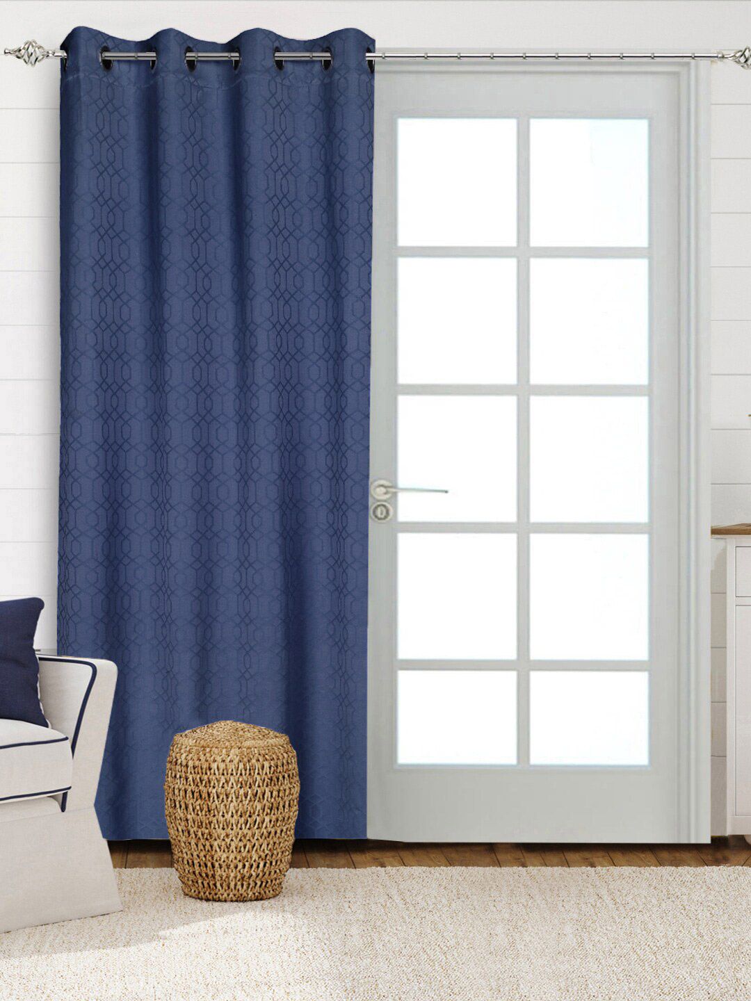 Saral Home Blue Geometric Black Out Long Door Curtain Price in India