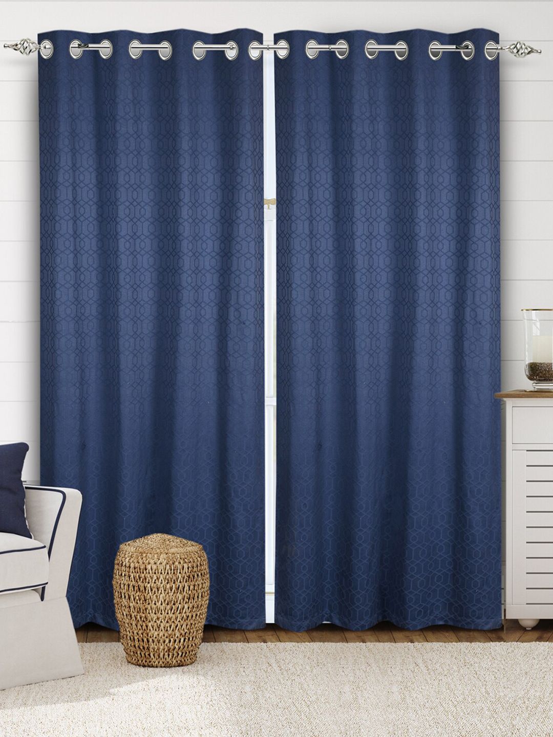 Saral Home Blue Set of 2 Black Out Long Door Curtain Price in India