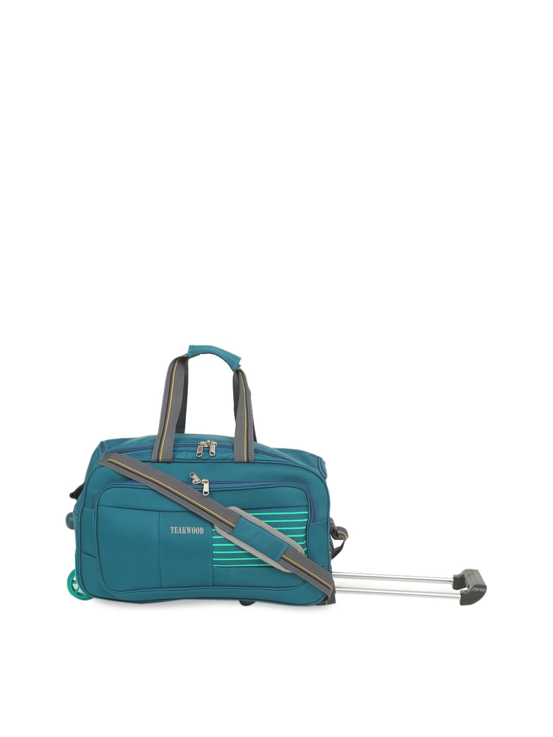 Teakwood Leathers Teal Solid Soft Sided Cabin Trolley Bag Price in India