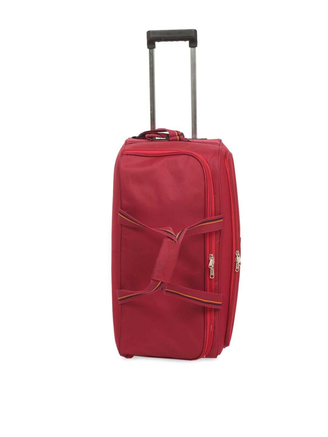 Teakwood Leathers Red Solid Soft Sided Cabin Duffle Trolley Bag Price in India
