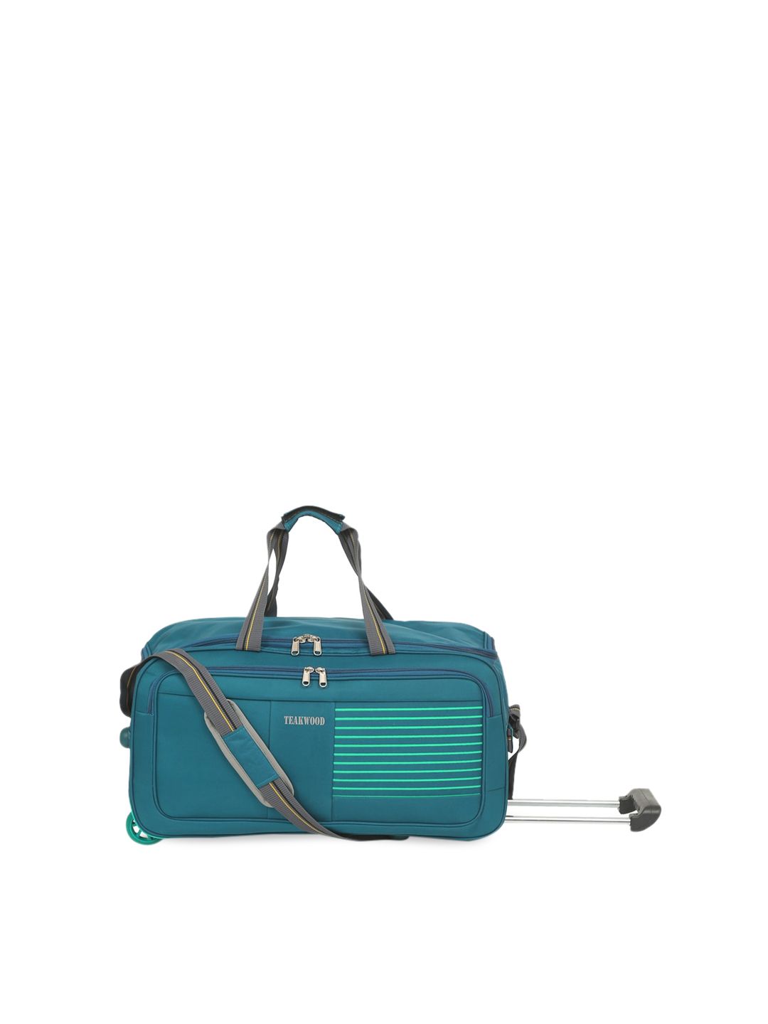Teakwood Leathers Teal Solid Soft Sided Medium Trolley Bag Price in India