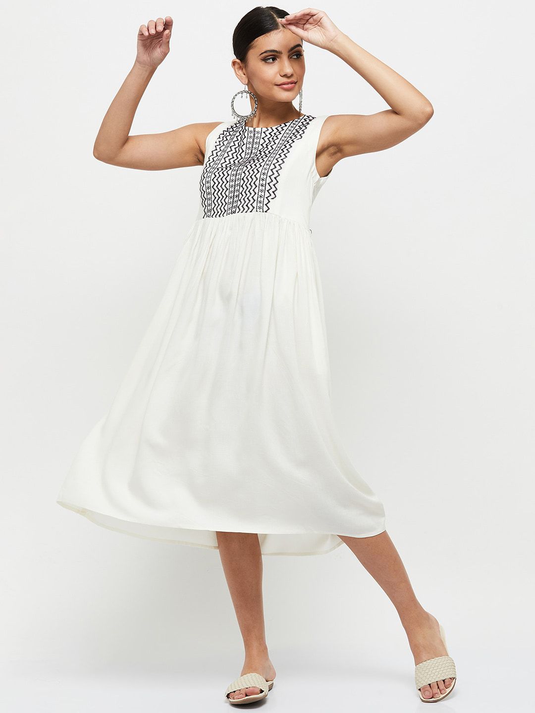 max White A-Line Dress Price in India