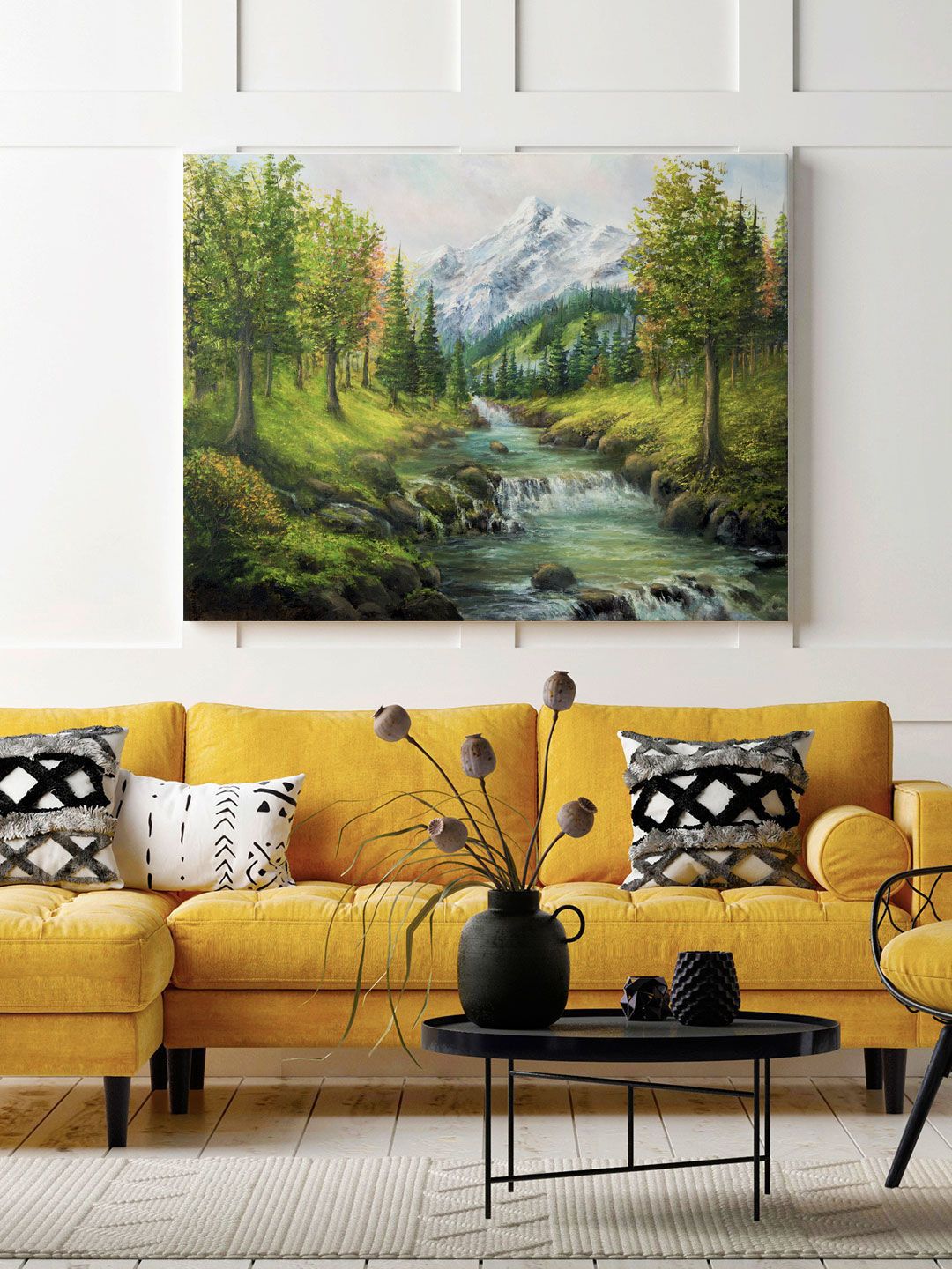 ARTSPACE Green & Blue Spring Landscape Framed Wall Painting Price in India