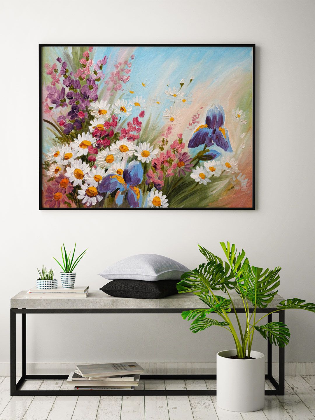 ARTSPACE Pink Floral Canvas Wall Painting With Frame Price in India