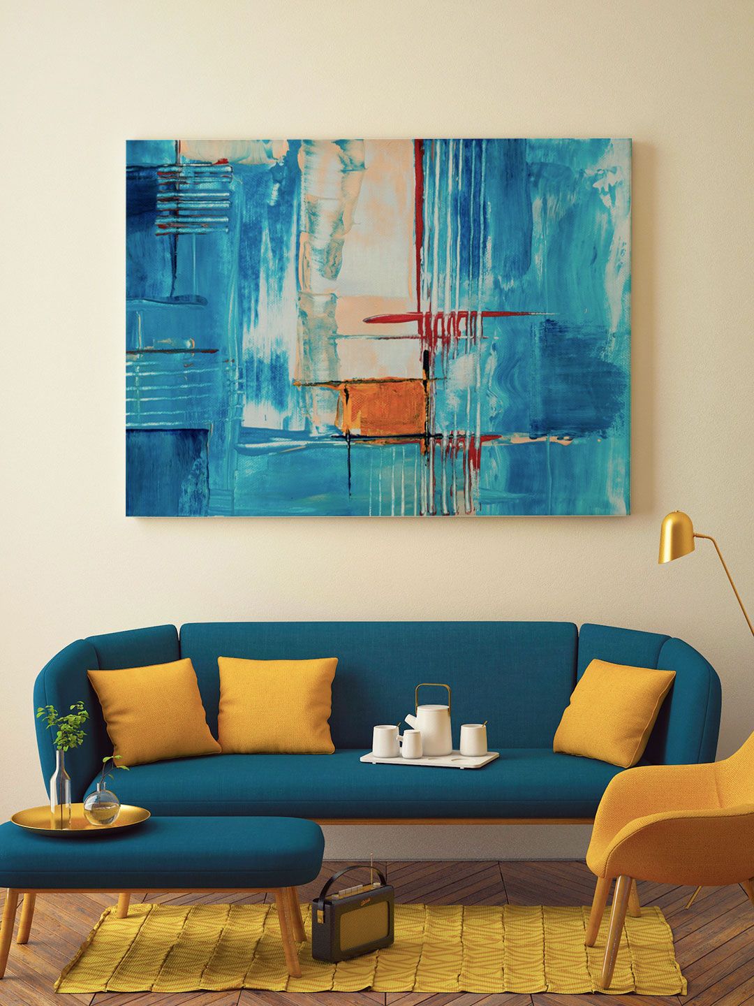 ARTSPACE Blue Abstract Wall Painting Price in India