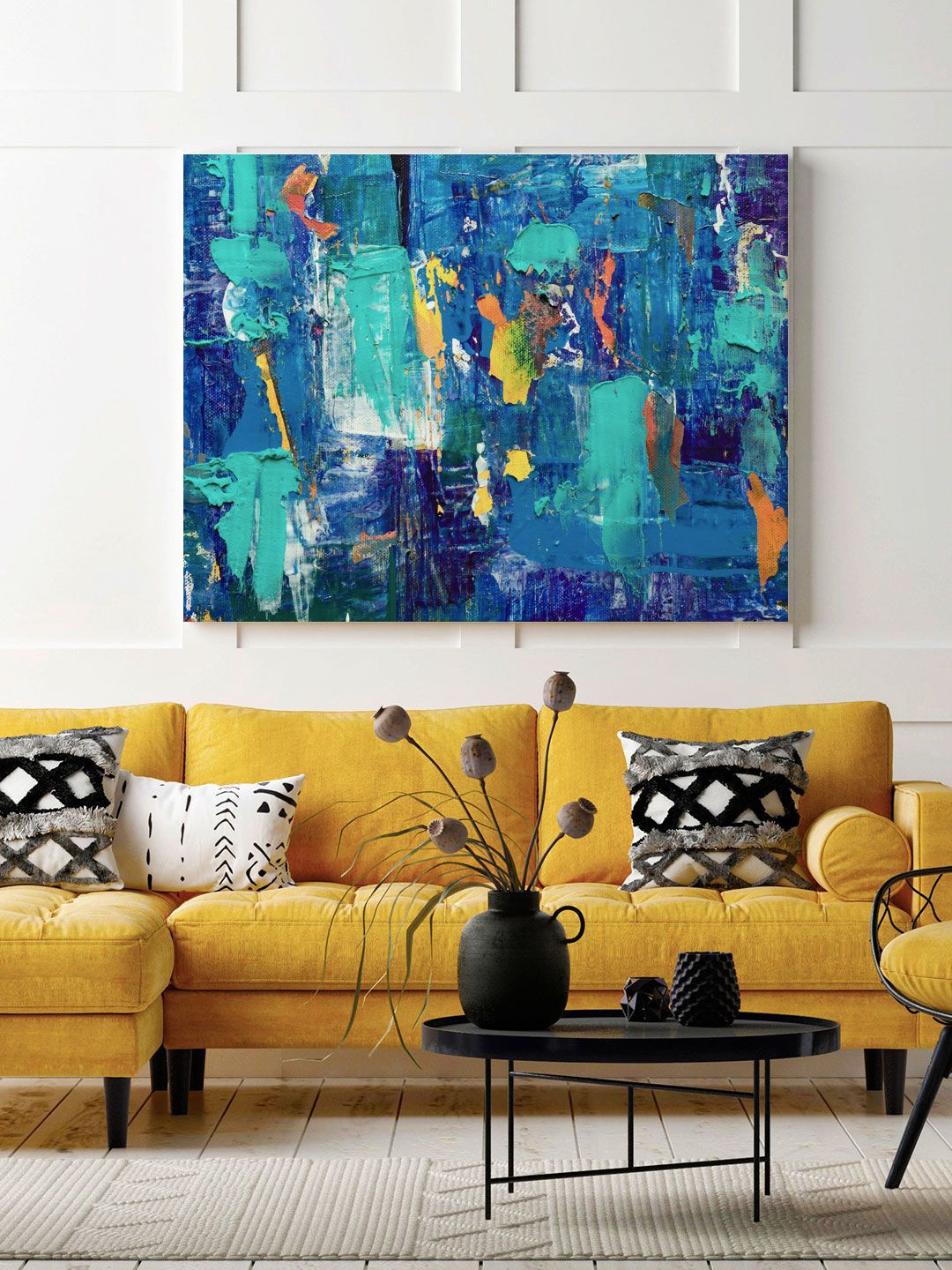 ARTSPACE Blue & Sea-Green Abstract Wall Art Price in India