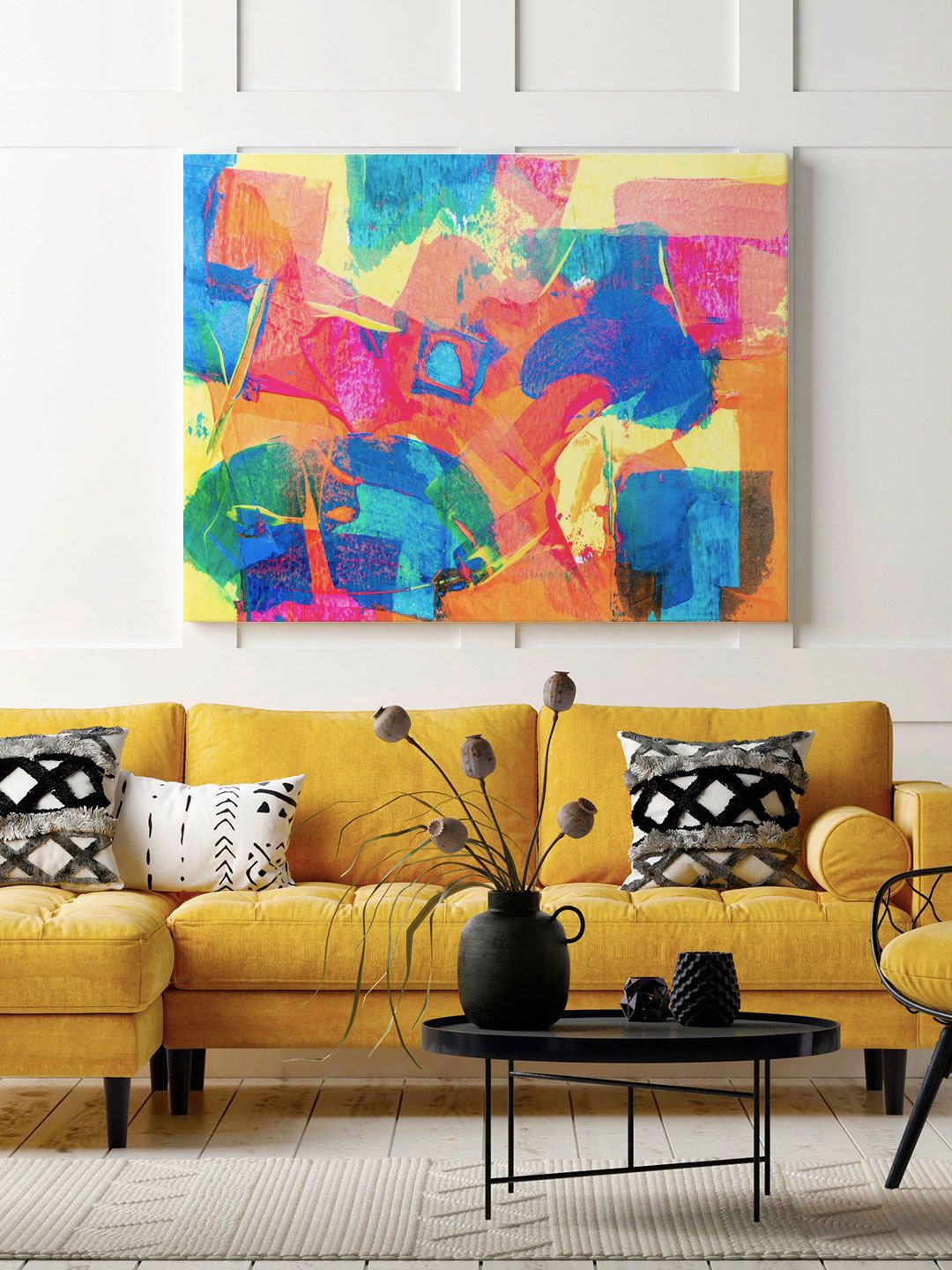 ARTSPACE  Blue & Pink Abstract Painting Wall Art Price in India