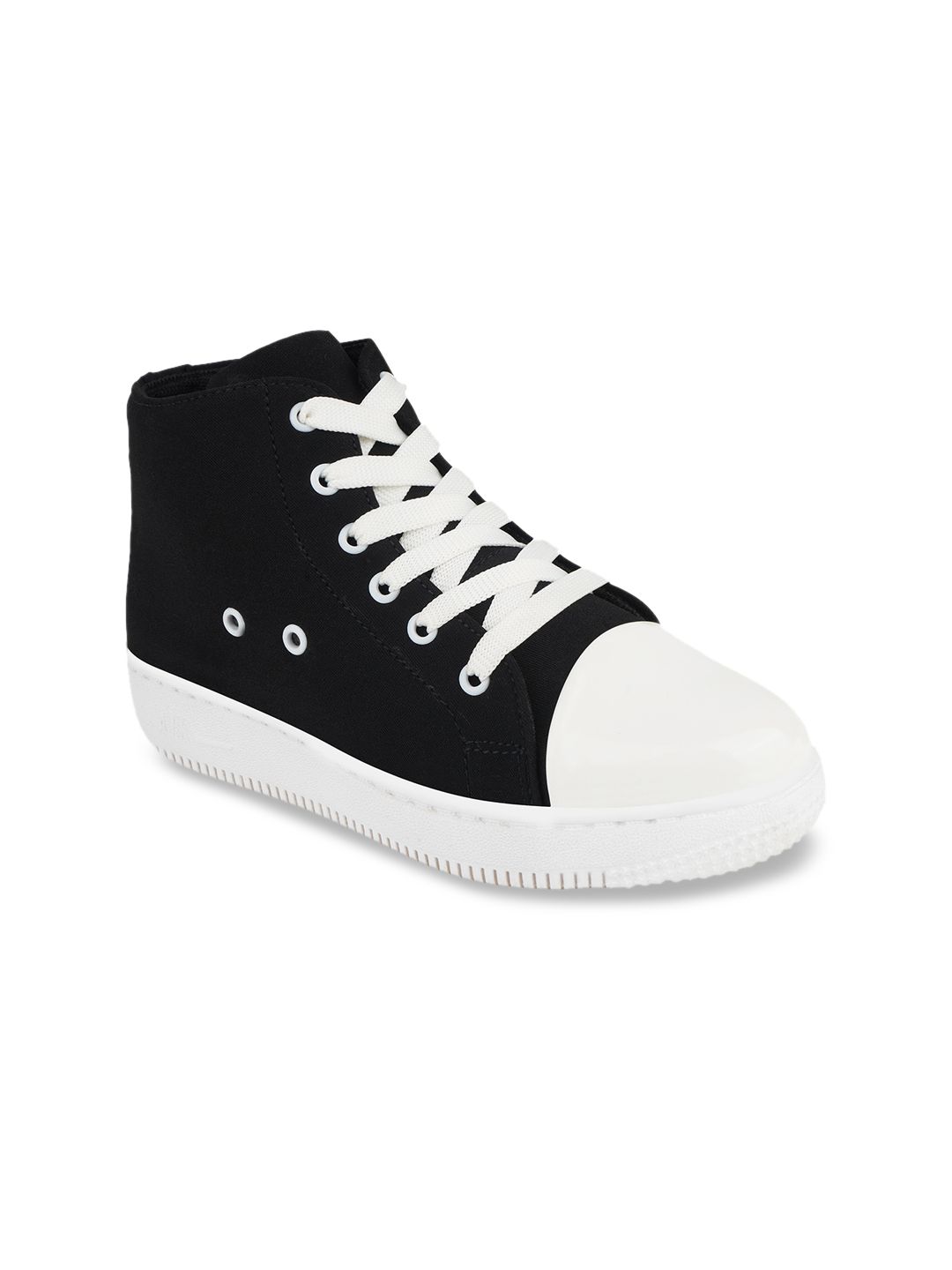 Shoetopia Women Black Colourblocked Sneakers Price in India