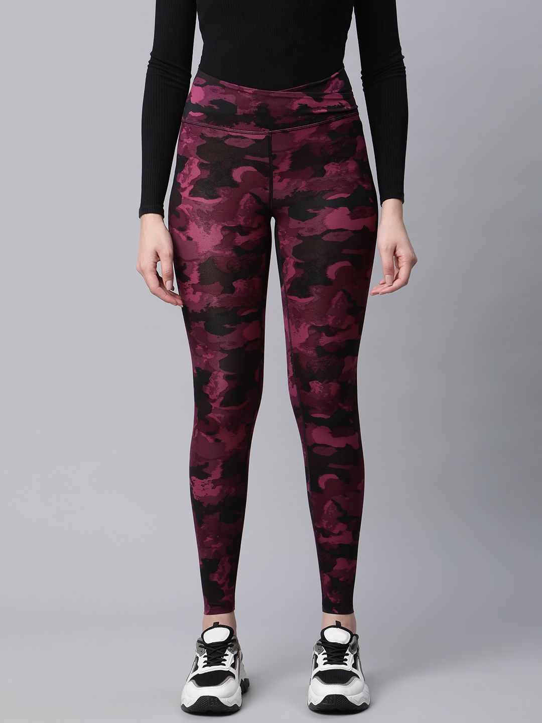 Marks & Spencer Women Black & Pink Printed Tights Price in India