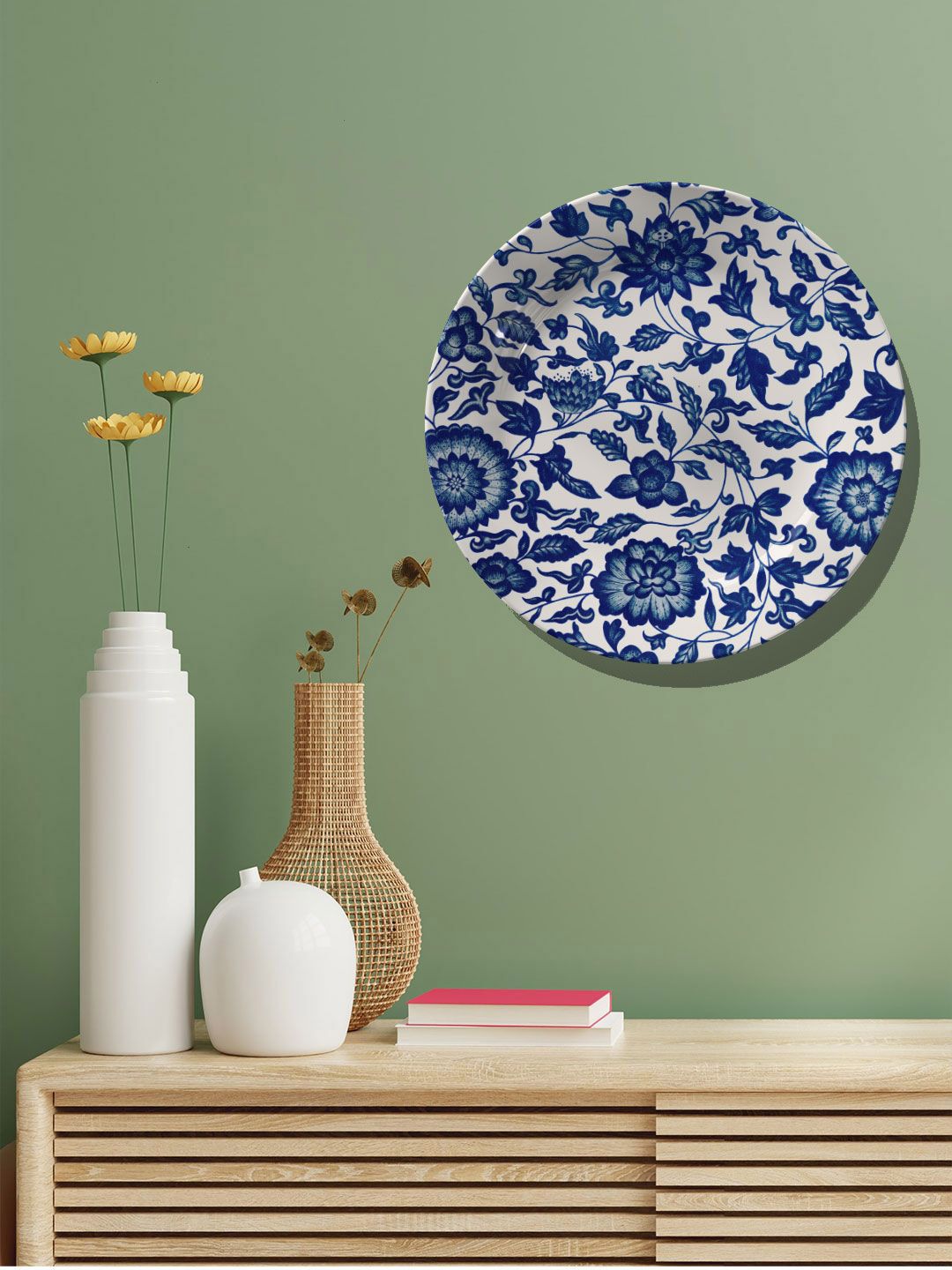 ARTSPACE Blue & White Printed Ceramic Wall Decor Plate Price in India