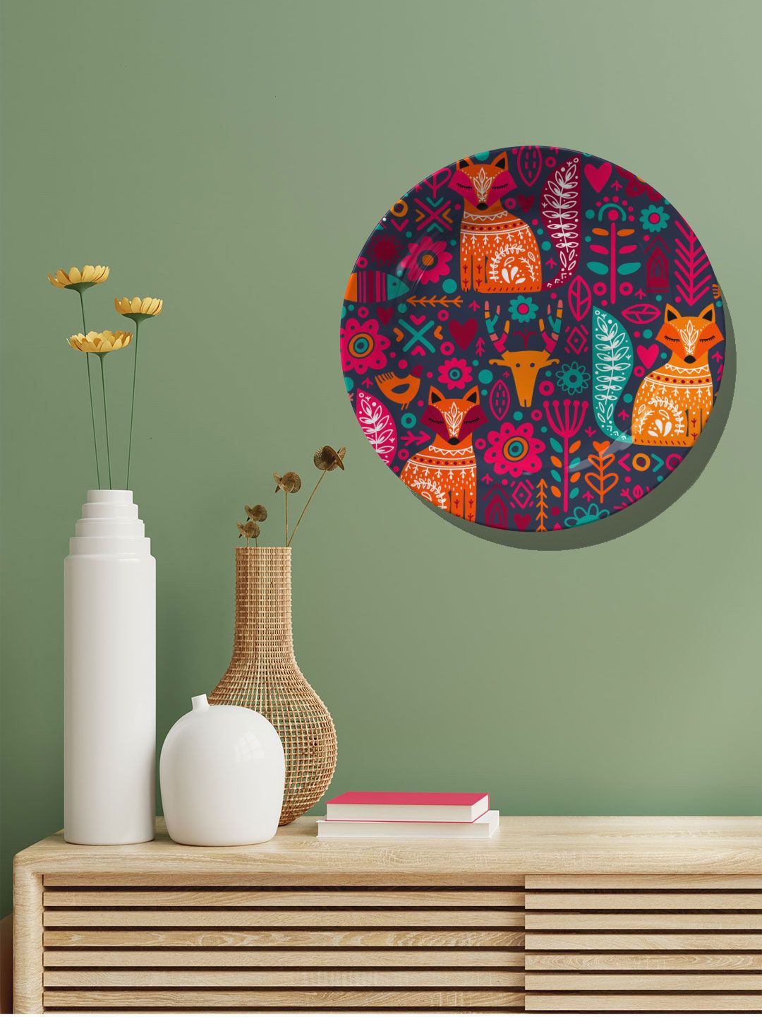 ARTSPACE Multicoloured Pattern Mandala and Egyptian Ceramic Wall Decor Plate Price in India