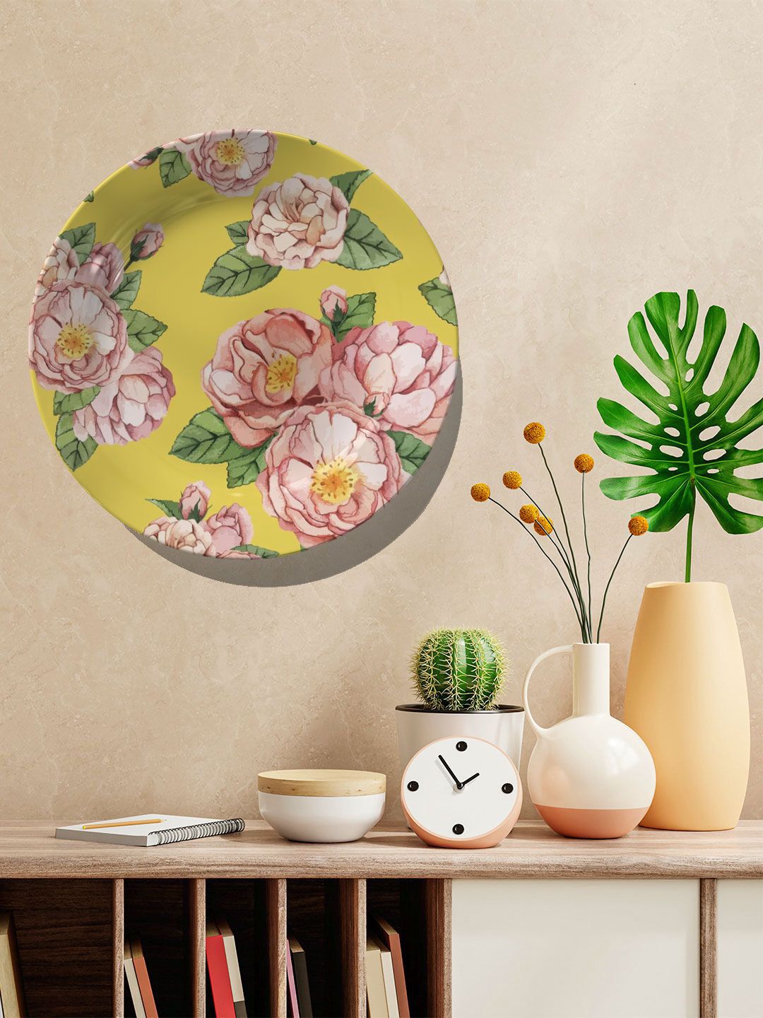 ARTSPACE Yellow Floral Ceramic Wall Decor Plate Price in India