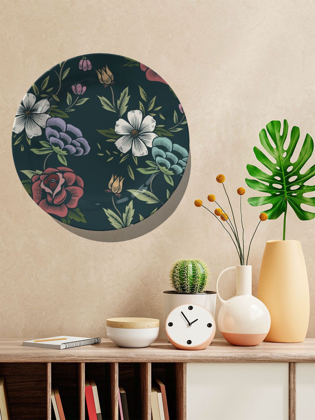 ARTSPACE Green & Blue Printed Ceramic Wall Decor Plate Price in India