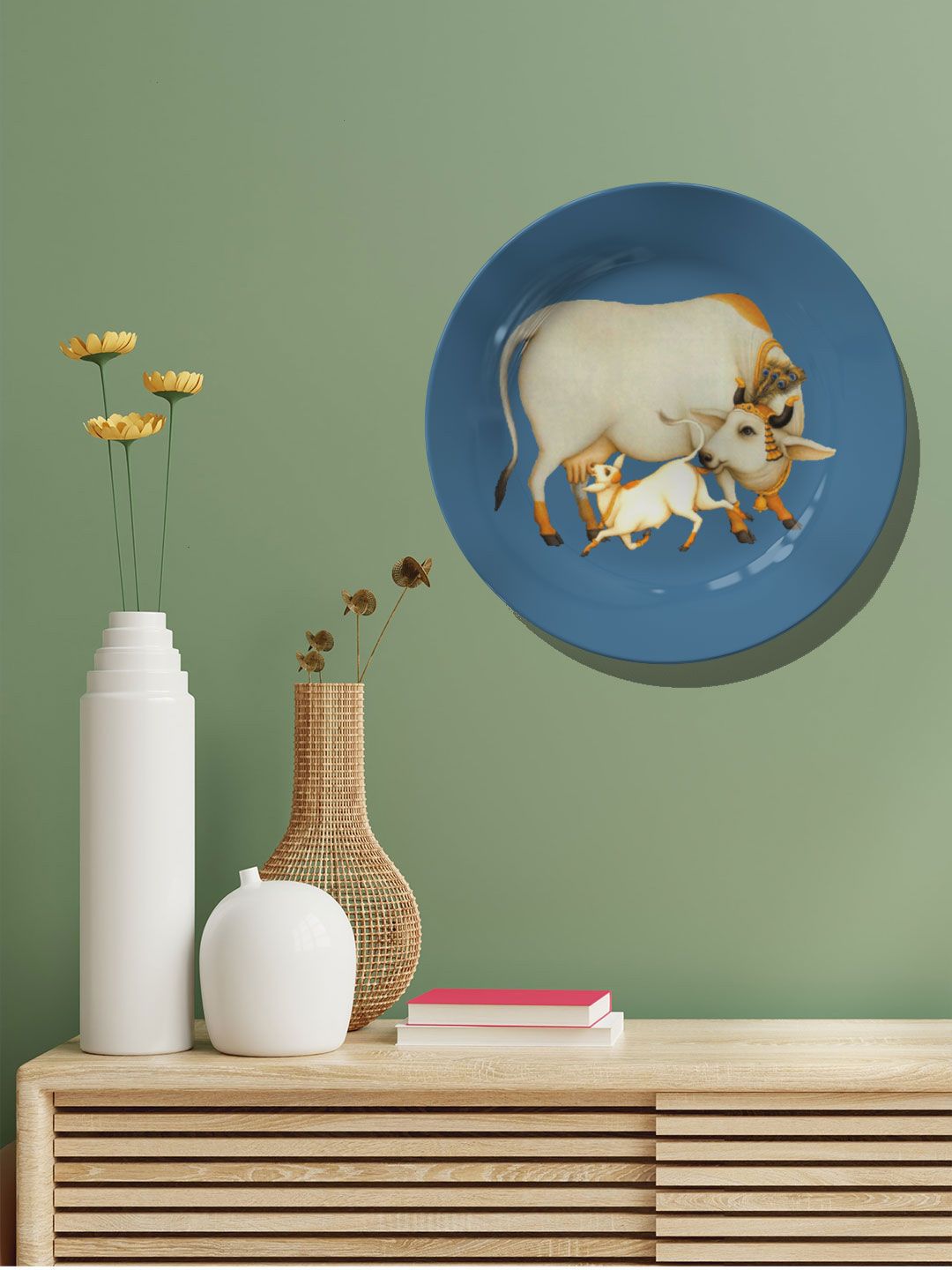 ARTSPACE Blue & Cream Printed Ceramic Wall Plate Price in India