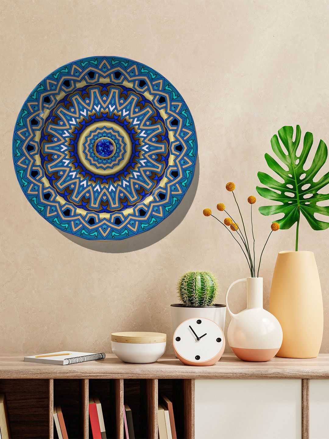 ARTSPACE Blue & White Printed Ceramic Wall Decor Plate Price in India