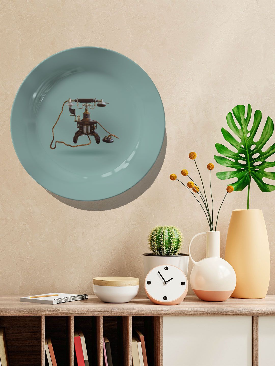 ARTSPACE Blue & Brown Printed Ceramic Wall Decor Plate Price in India